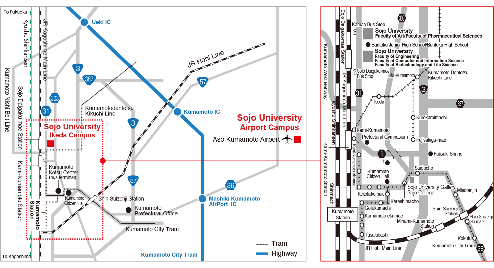 Access to Sojo University Map