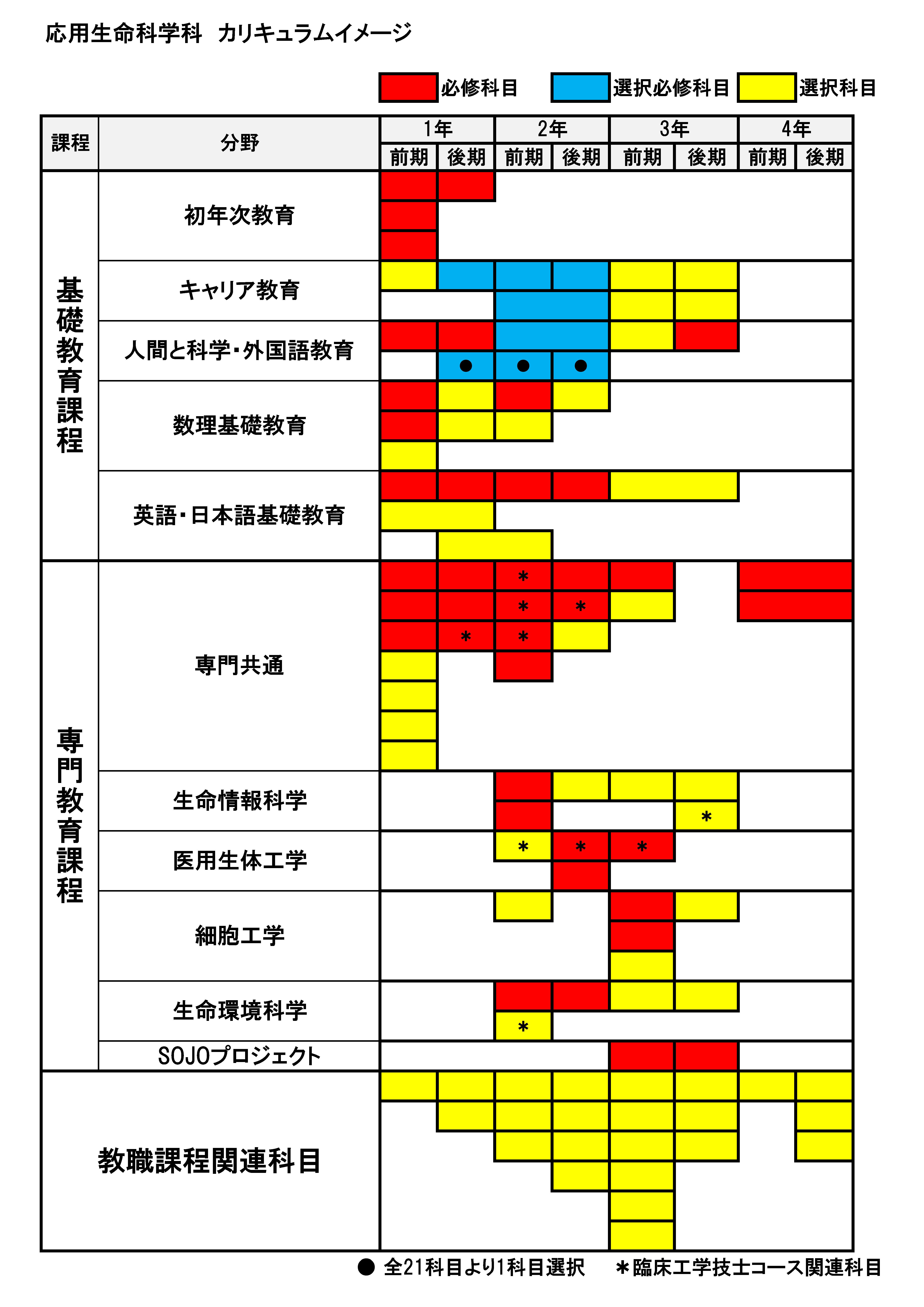 応用生命科学科カリキュラムイメージ