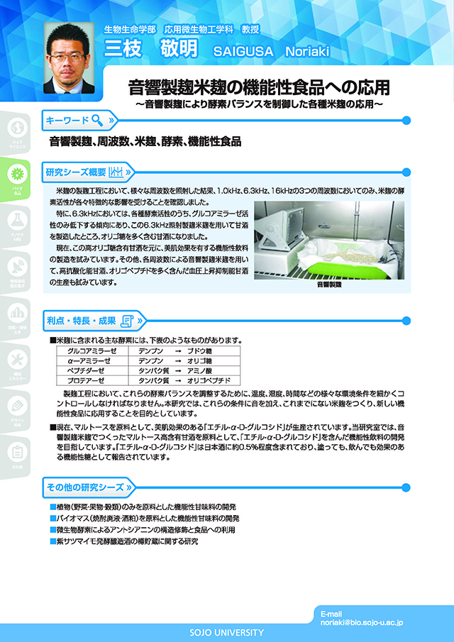 音響製麹米麹の機能性食品への応用