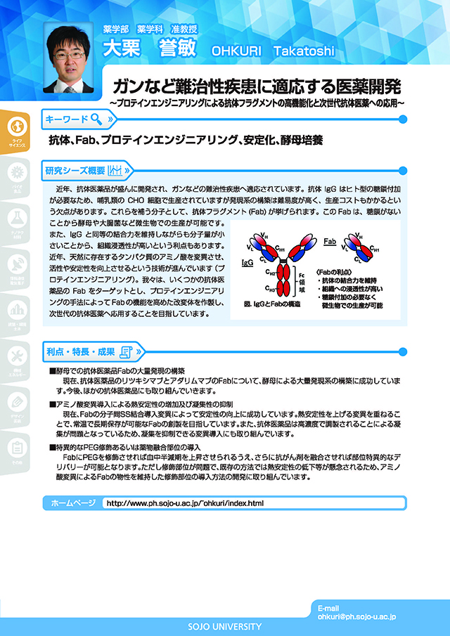 ガンなど難治性疾患に適応する医薬開発