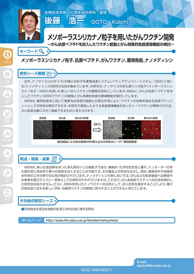 メソポーラスシリカナノ粒子を用いたがんワクチン開発