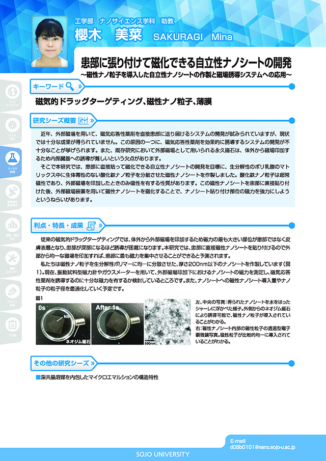 患部に張り付けて磁化できる自立性ナノシートの開発