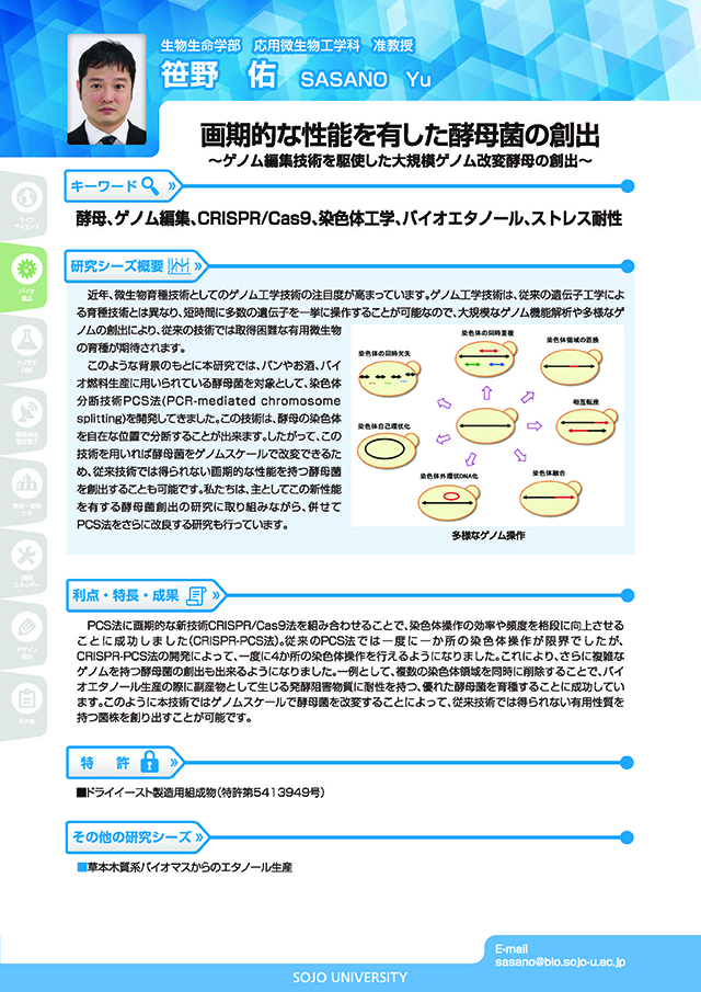 画期的な性能を有した酵母菌の創出