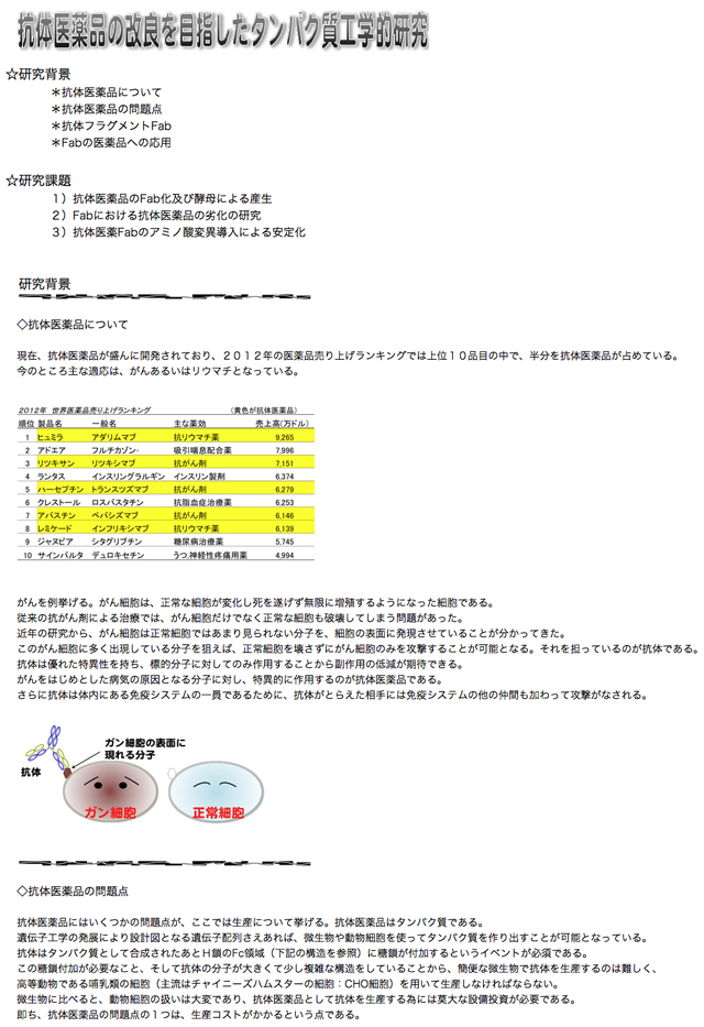 薬学科 抗体医薬品の研究