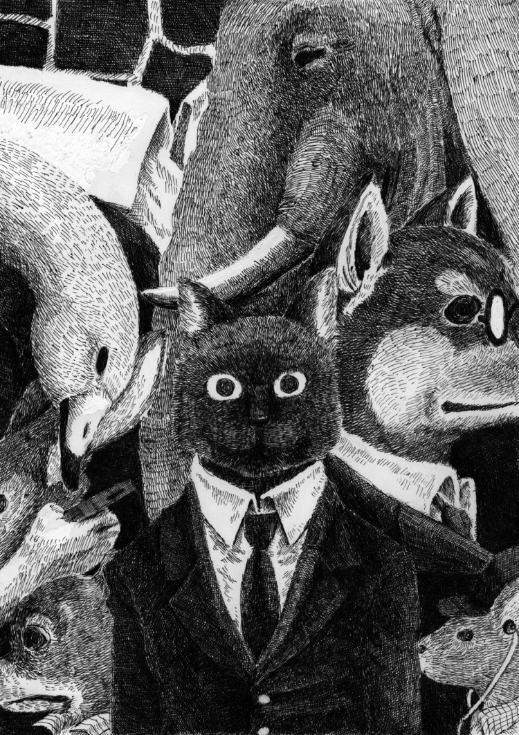 デザイン学科4年生が「モノクロ線画世界・トクナガ個展」を開催 | 崇城大学
