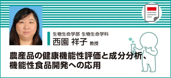 農産品の健康機能性評価と成分分析、機能性食品開発への応用